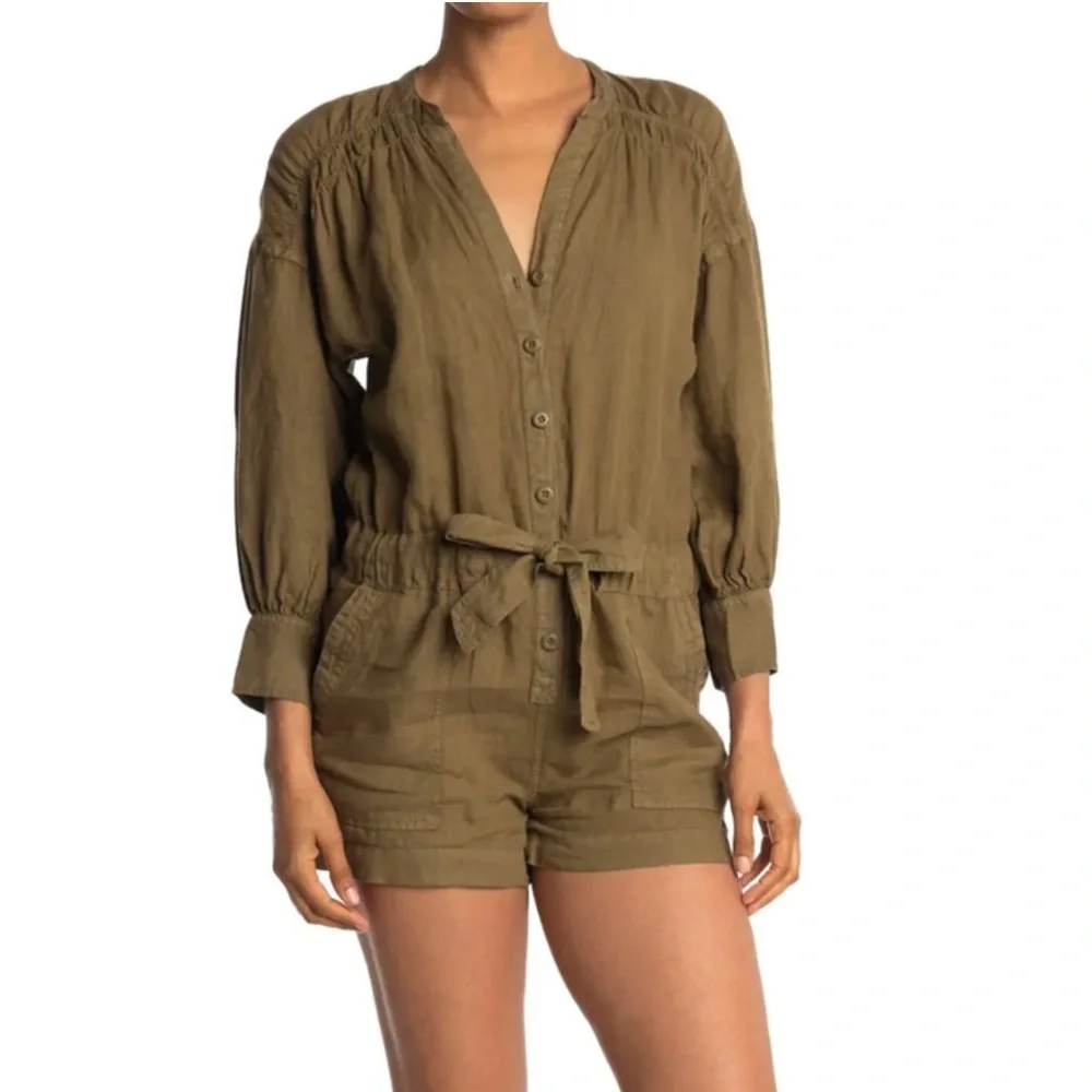 Joie 100% Linen Jumpsuit, Olive Green, XXS